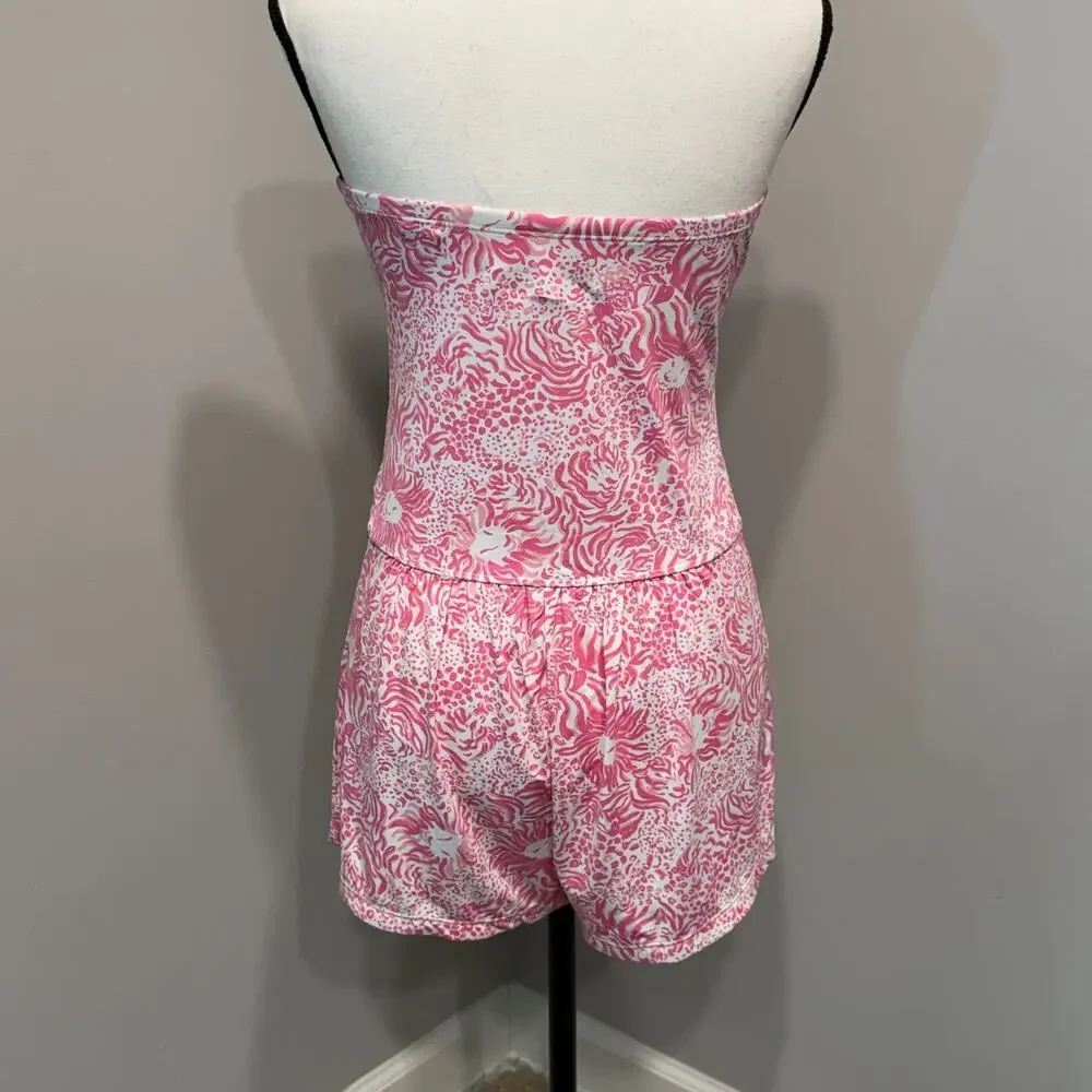 Lilly Pulitzer Women's Medium Strapless Romper‎ in Get Spotted Lion Resort Wear